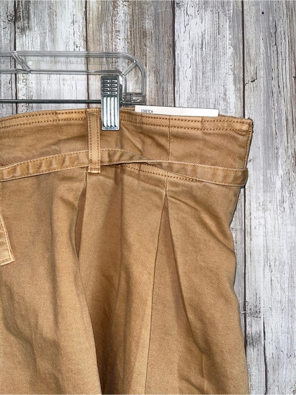 NWT American Eagle Pleated Mini Skort Tan Tie Waist Stretch Size 18 - Picture 3 of 7